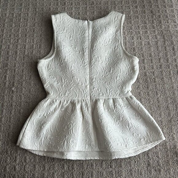 Alya Sleeveless Top Ivory Off White Womens Size Small S Zip Floral Brocade - Picture 6 of 9